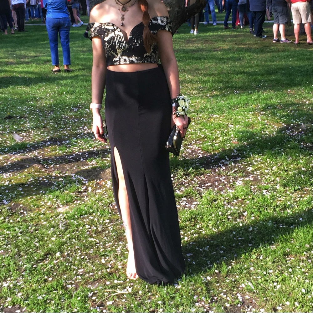 SOLD Custom Black and Gold Dress